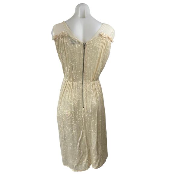 NEW French Connection Riviera Mist Cream Sequin Sleeveless A-line Midi Dress 0 - Picture 3 of 6